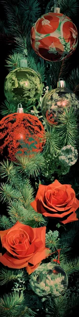 Free printable Christmas bookmarks of rose decorated Christmas ornaments